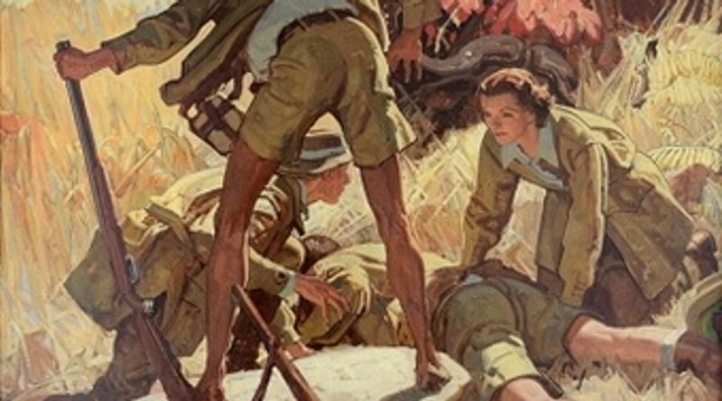 Tegning fra løvejakt til en Hemingway novelle