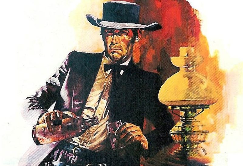 Tegning av Morgan Kane fra forsiden av bøkene