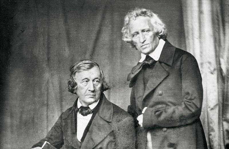 Gammelt sort hvitt bilde av brødrene Grimm