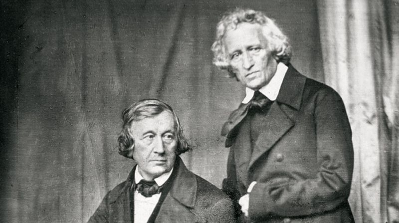 Sort hvitt bilde av Brødrene Grimm