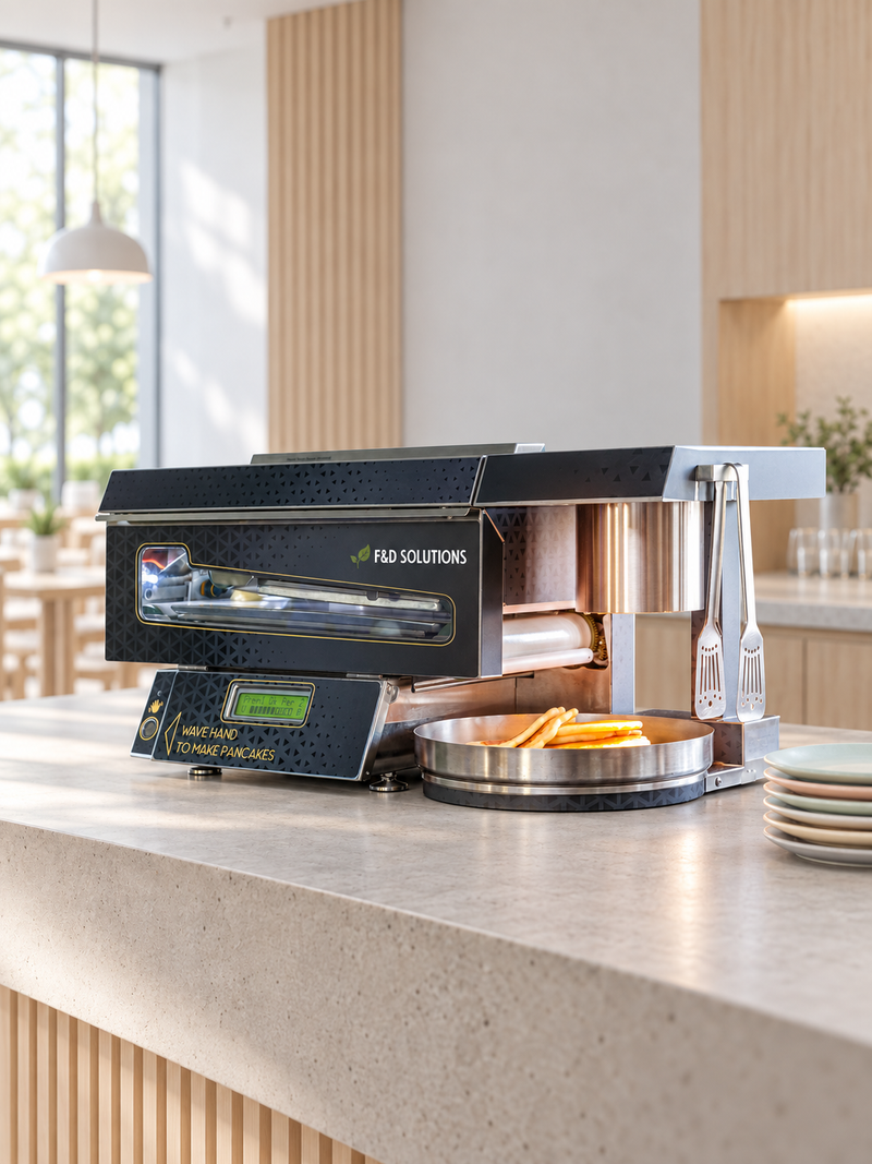 De Popcake pancake machine op een ontbijtbuffet