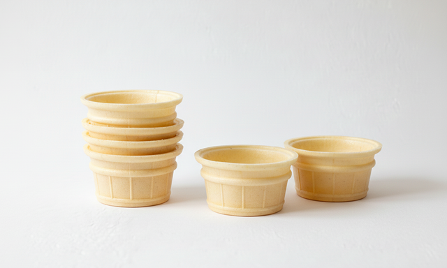 Ronde eetbare wafelcups