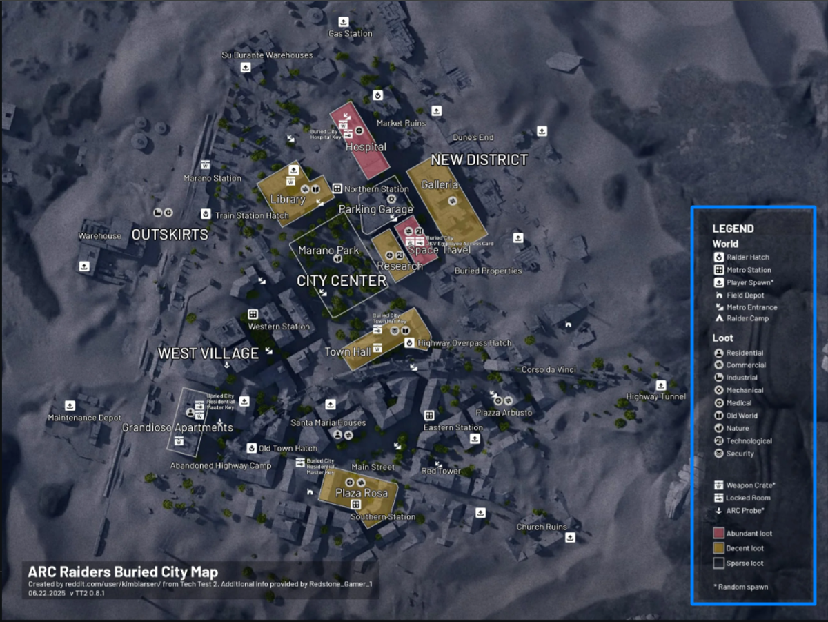 регіони з різними типами луту в грі Arc raiders