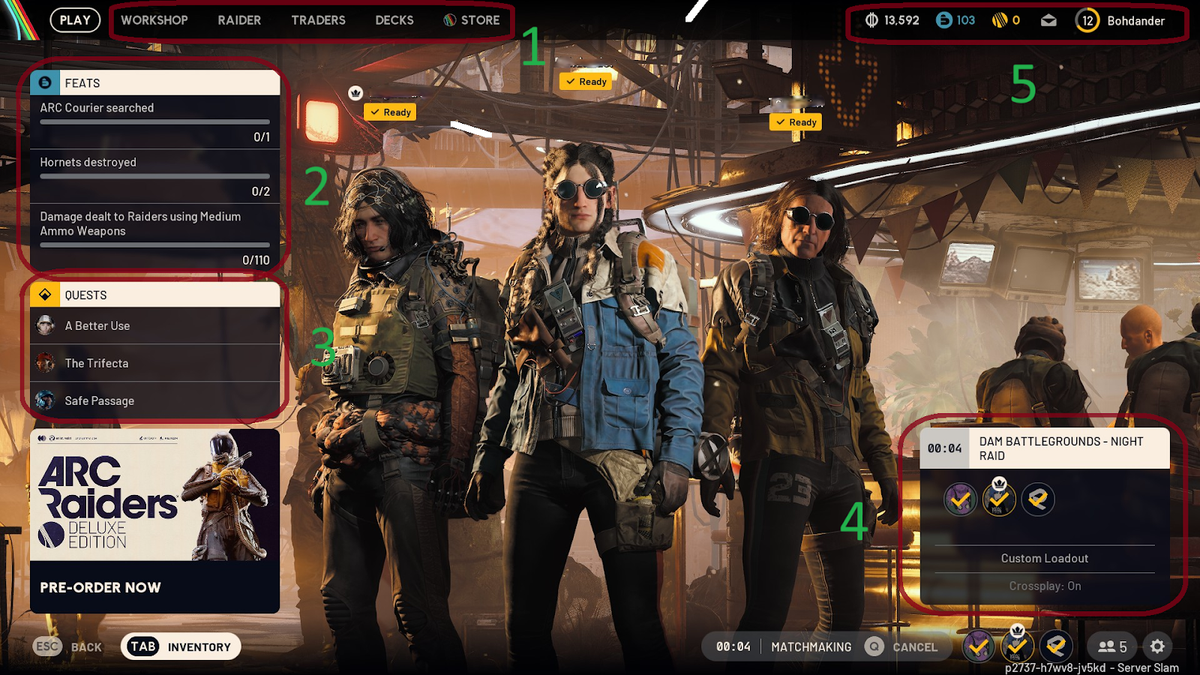 Основний інтерфейс гри Arc Raiders