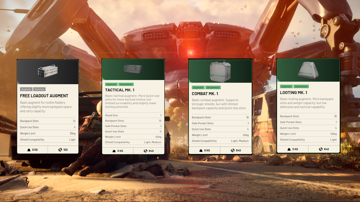 типи аугментів в Arc Raiders