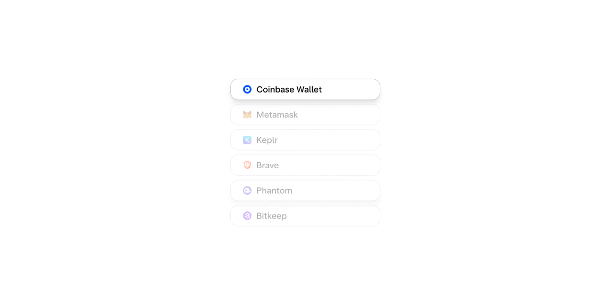 Login screen with multiple crypto wallets and Coinbase highlighted.