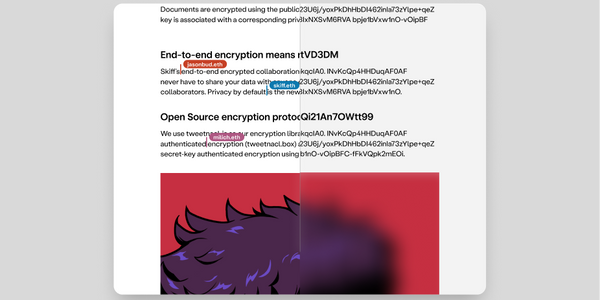 Document with right half blurred and encrypted text.