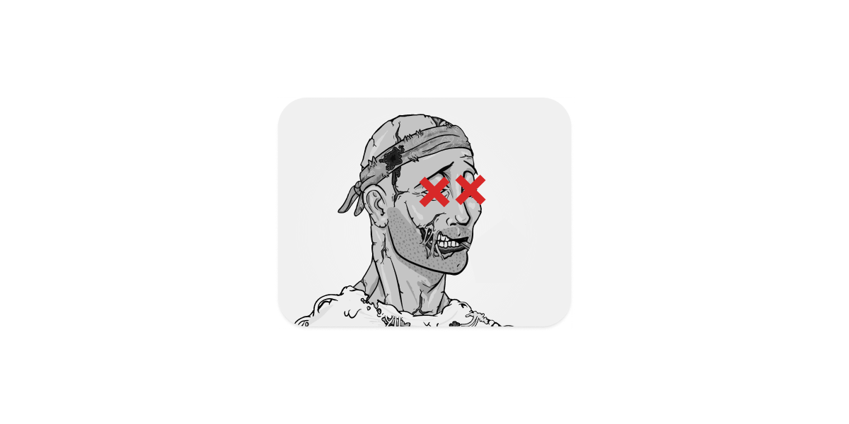 Skull picture with red x's over eyes.