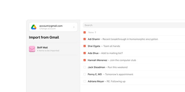 Gmail import into Skiff Mail.