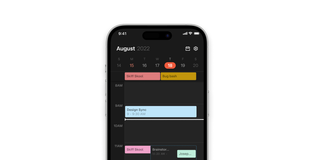Skiff Calendar mobile app.