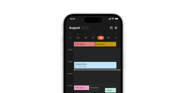 Skiff Calendar mobile app.