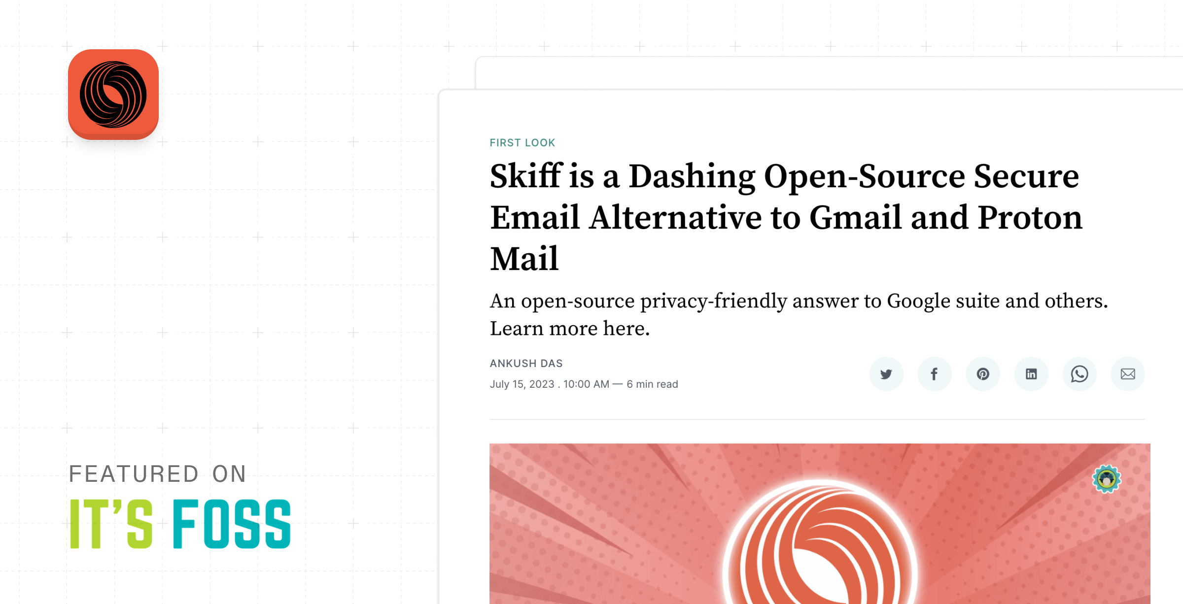 Skiff and It's FOSS logo feature graphic.