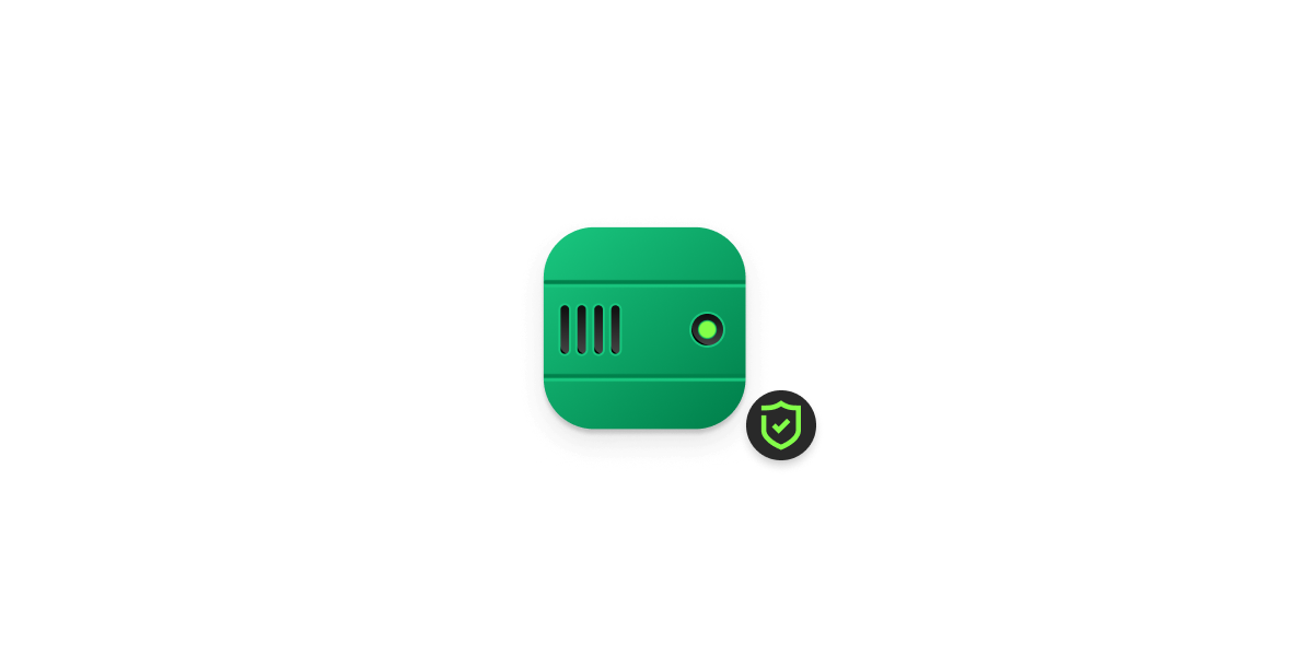Cloud storage provider icon with a green lock check badge.