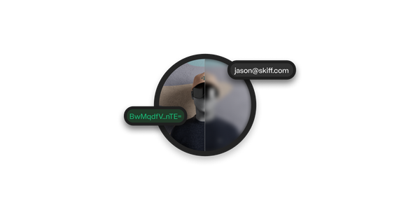 User profile picture with encrypted text and half blurred.