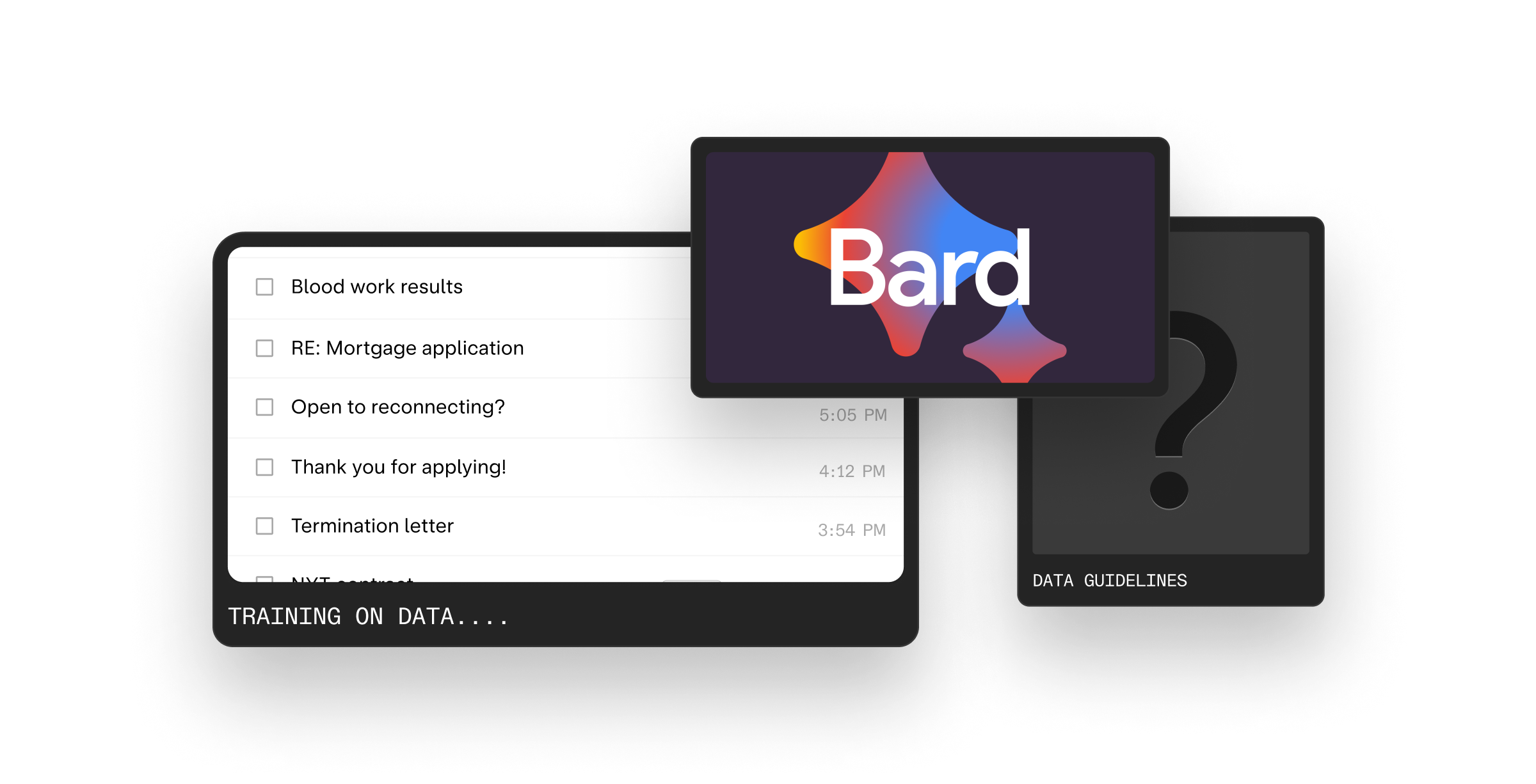 Email inbox and Bard model.