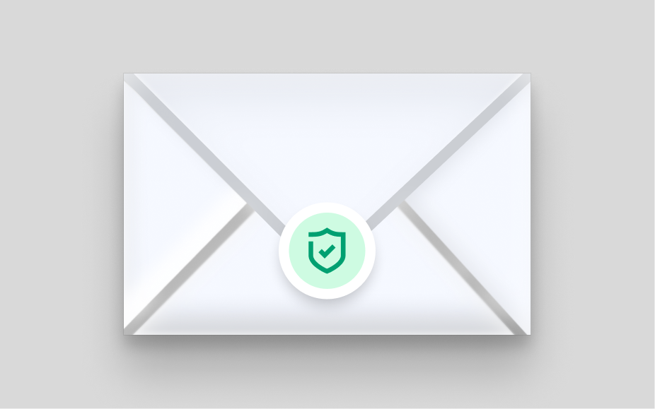 letter with a green icon as a stamp on it 