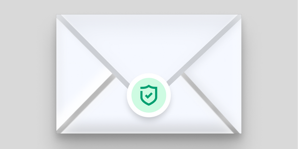 letter with a green icon as a stamp on it