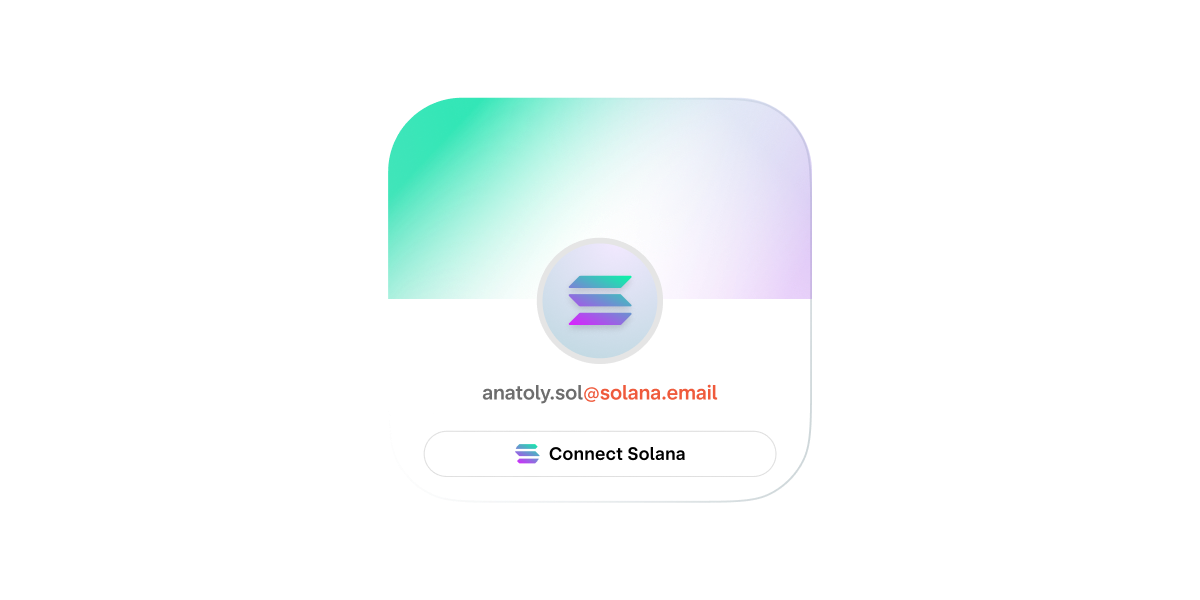Solana.email address with connect Solana wallet button.