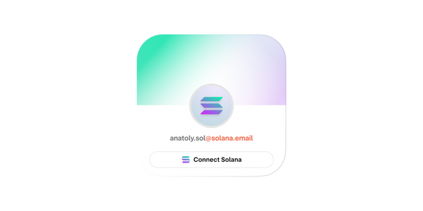 Solana.email address with connect Solana wallet button.