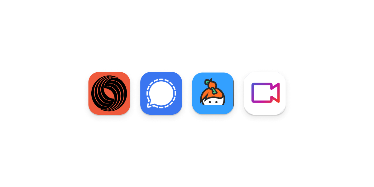 Four email, security, and collaboration tool icons aligned horizontally.
