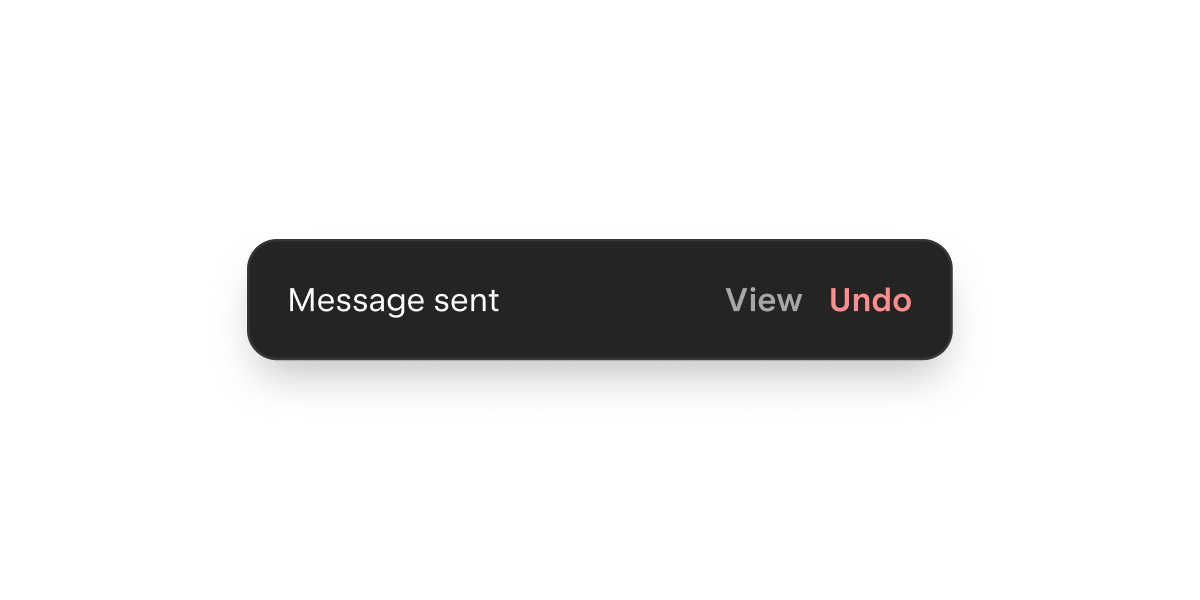 Message sent notification with view and undo buttons.