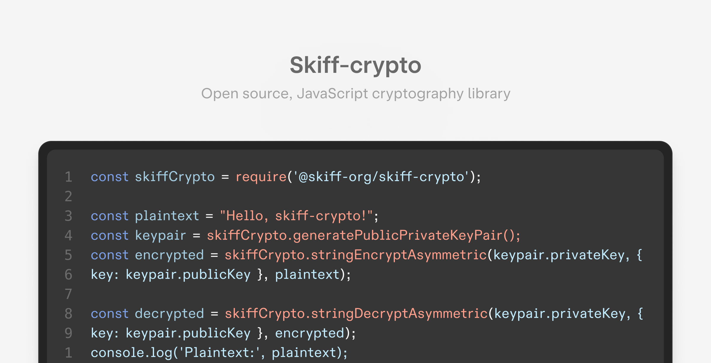 Skiff-crypto library sample code.