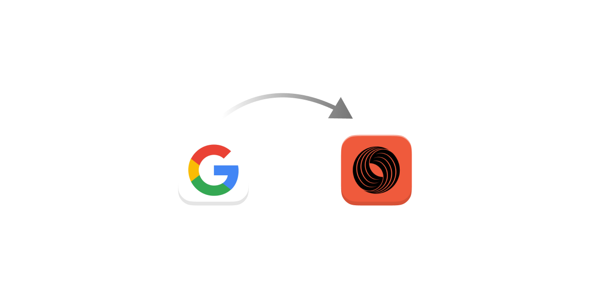 Migration arrow from Google Workspace to Skiff.