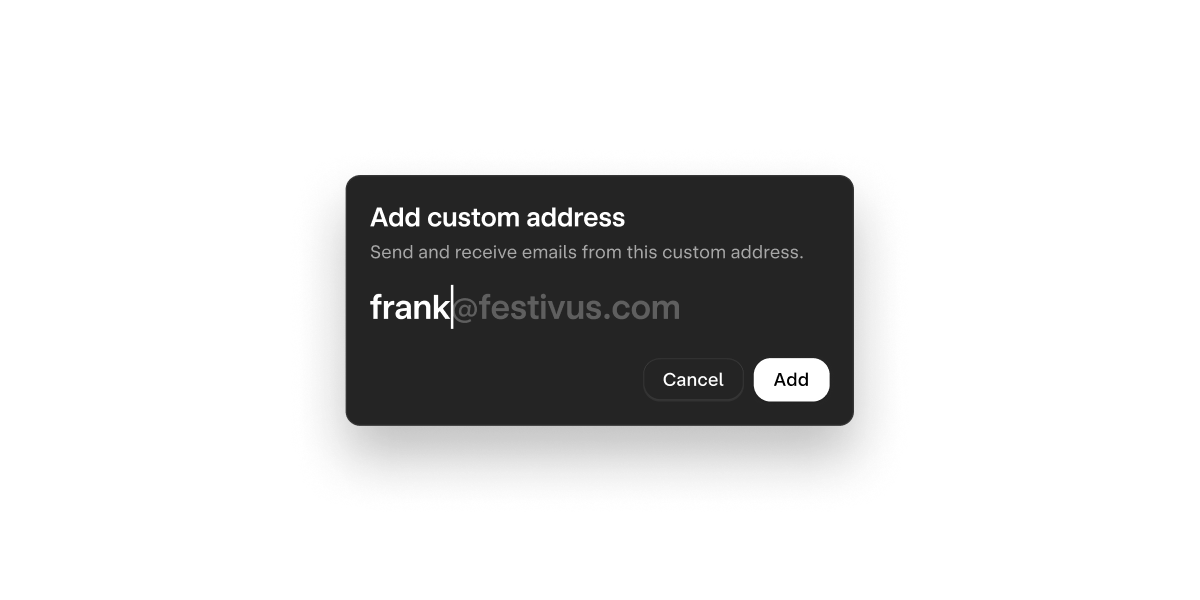 Add custom email address text input.