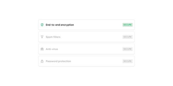 List of email security features, such as encryption and spam filtering.