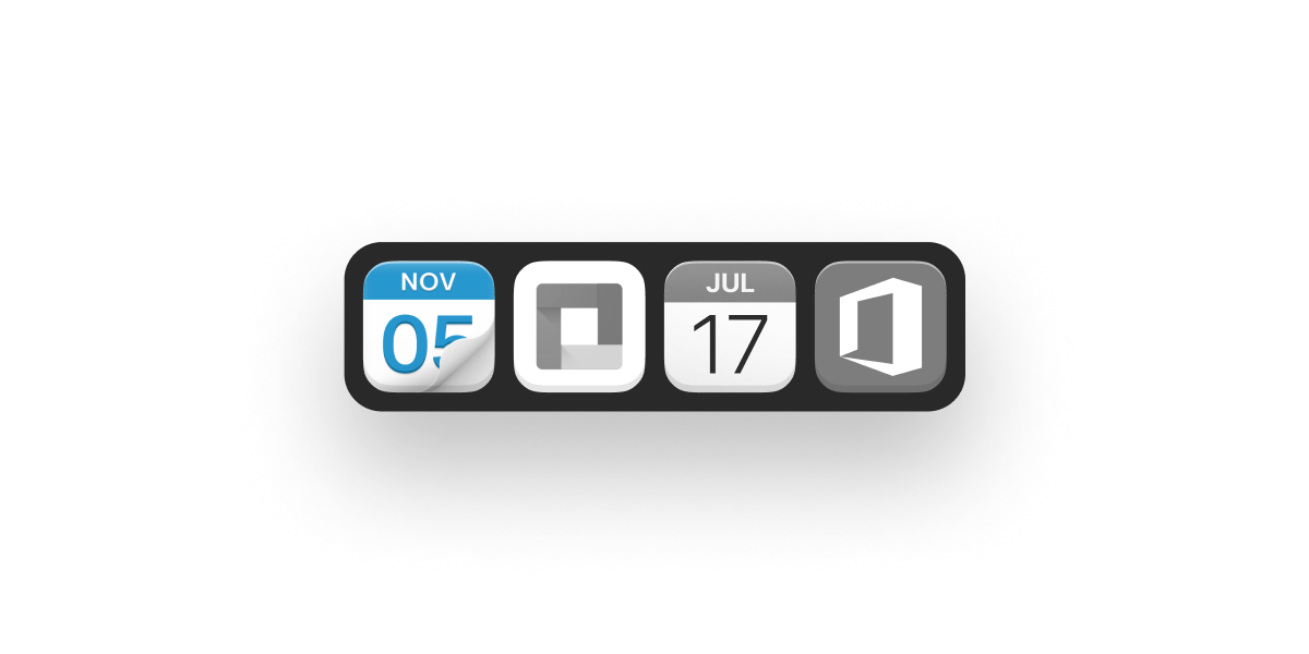 Skiff, Google, Apple, and Outlook calendar logos.