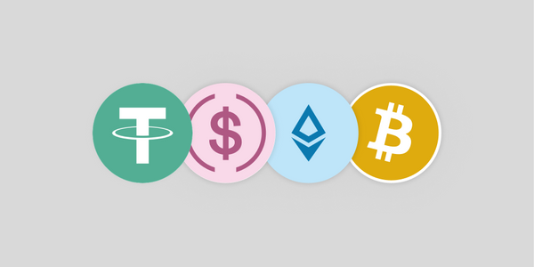 Overlapping icons of cryptocurrencies