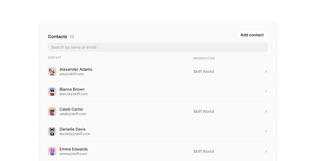 Skiff Contacts manager.