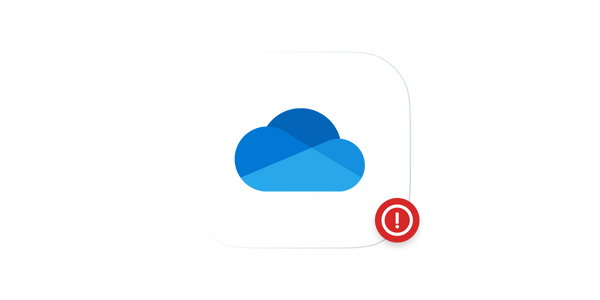 Microsoft OneDrive logo with red security warning badge.