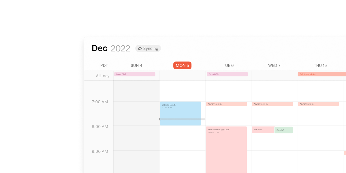 Skiff Calendar with repeating events.
