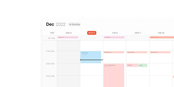 Skiff Calendar with repeating events.