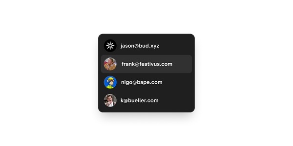 Dropdown with list of aliases and custom domains listed.