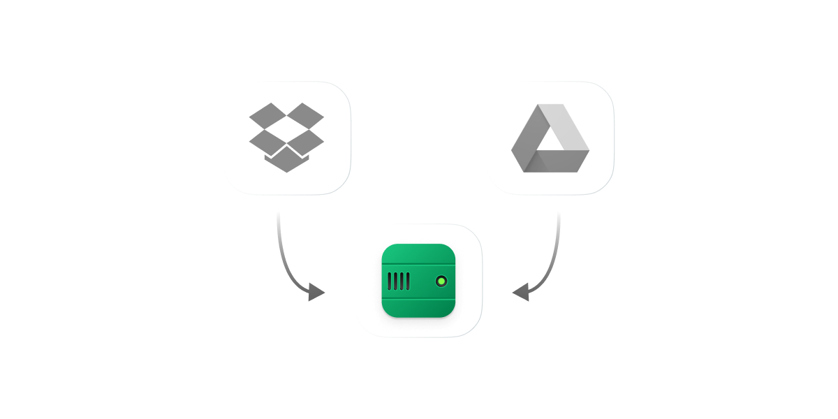 Google Drive logo with red security warning badge.