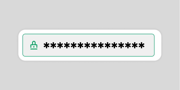 Password input field with green lock icon.