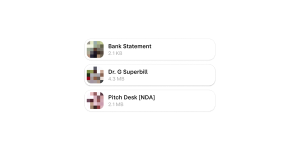 Email attachment with file size list.