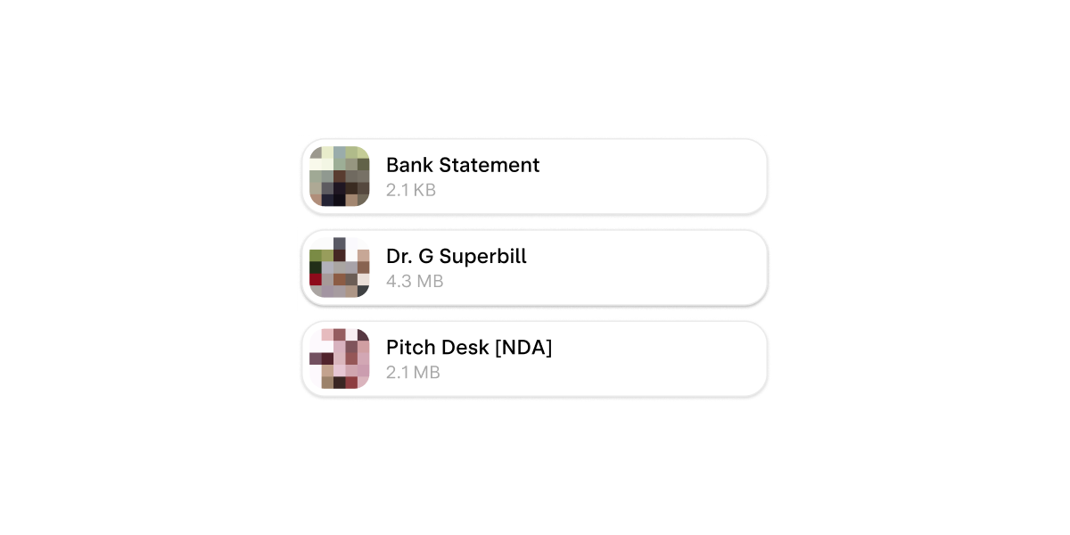Email attachment with file size list.