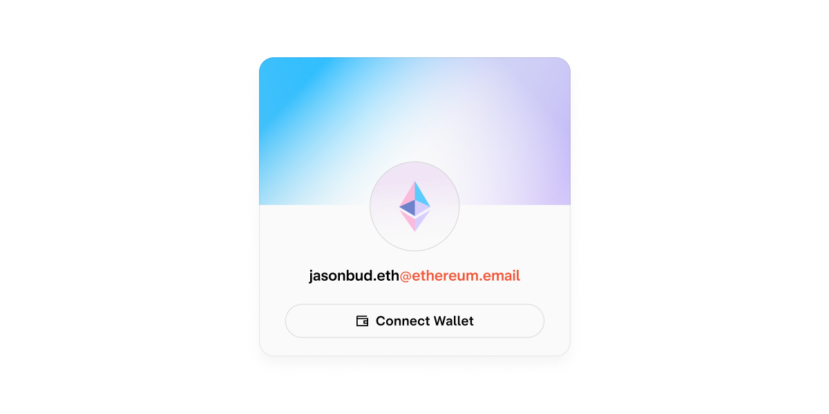 An Ethereum Naming Service name with an @ethereum.email address.