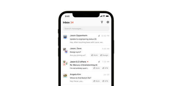 iPhone app email inbox.