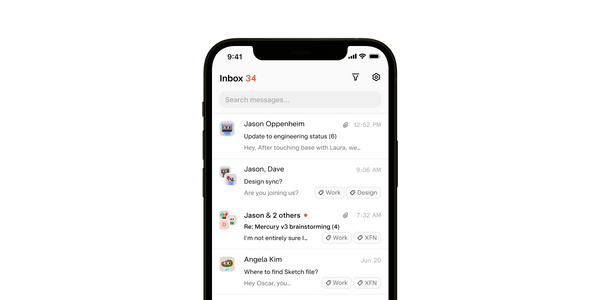 iPhone app email inbox.