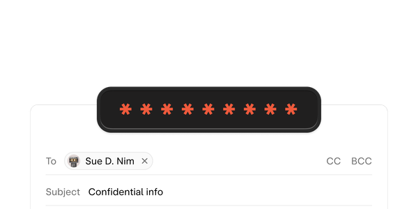 Email viewing window with obscured password input.
