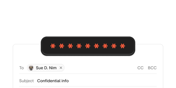 Email viewing window with obscured password input.