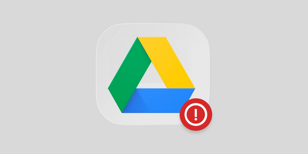 Google Drive logo with red security warning badge.