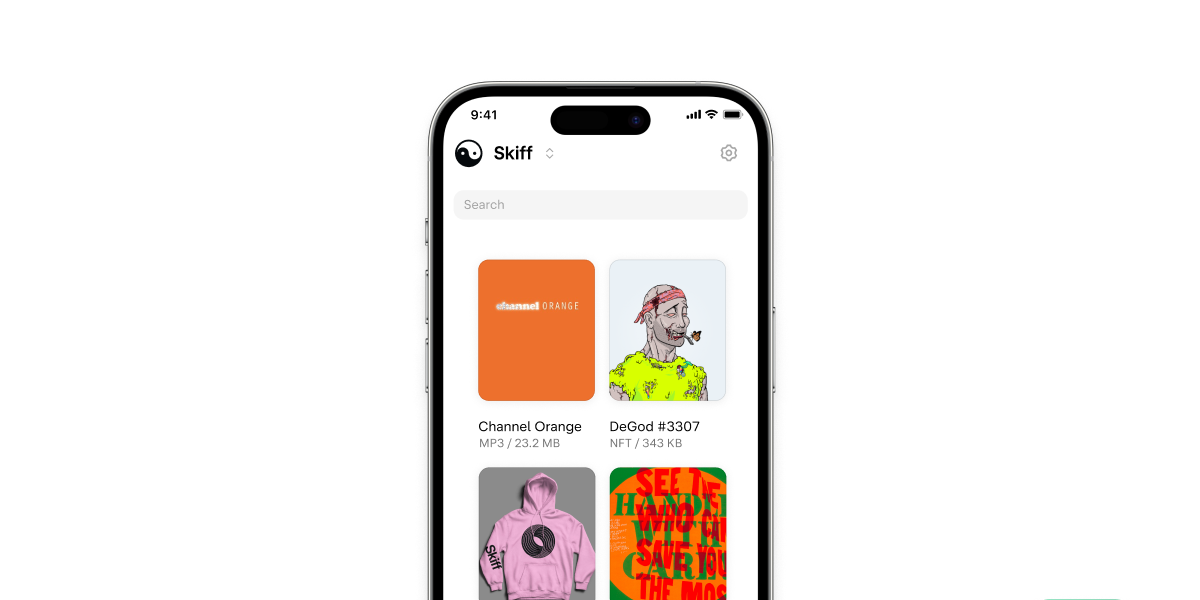 Drive iOS app, including large file previews and organization selector.