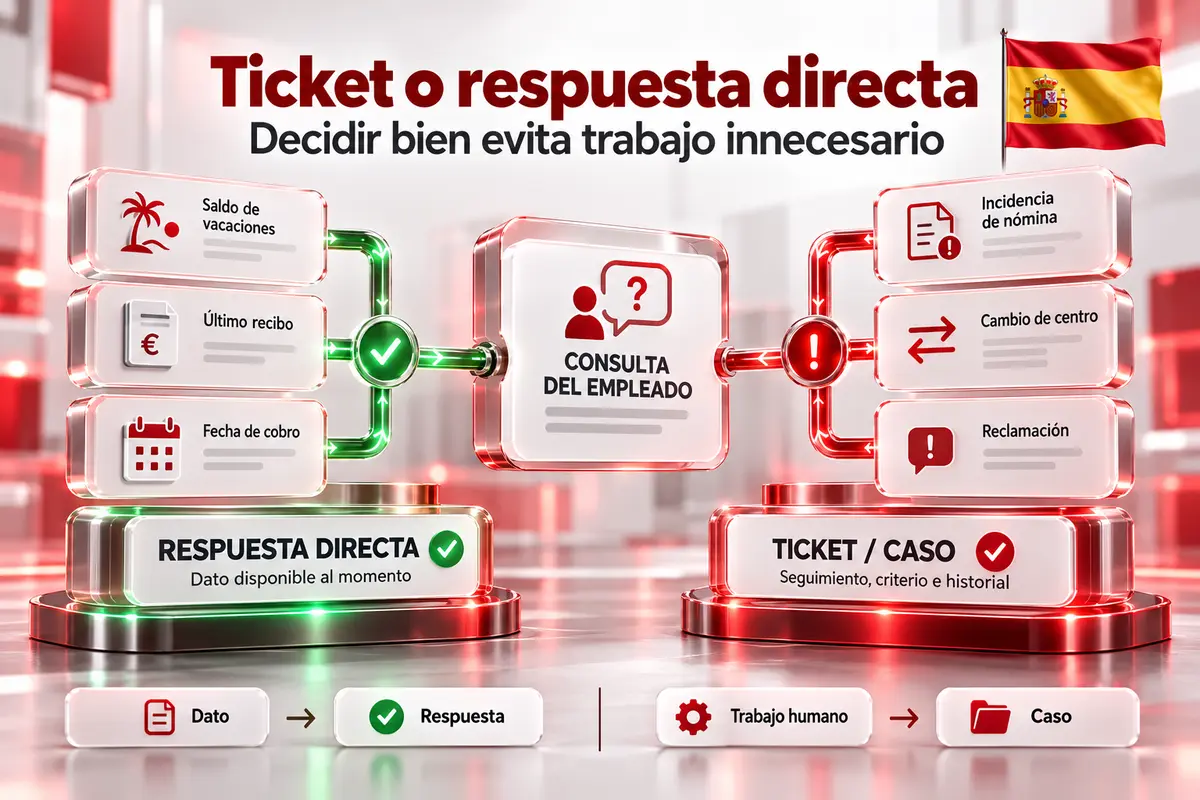 Comparativa visual de cuatro modelos de atención en RRHH: ticketing, portal del empleado, automatización de flujos y agente IA
