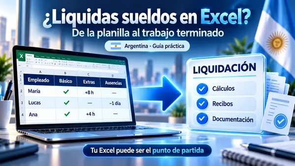 Planilla de Excel con empleados, básicos, horas extra y ausencias convertida en liquidación, recibos y documentación