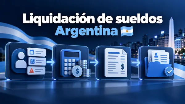 Flujo de la liquidación de sueldos en Argentina: datos del trabajador, cálculo, recibo y documentación